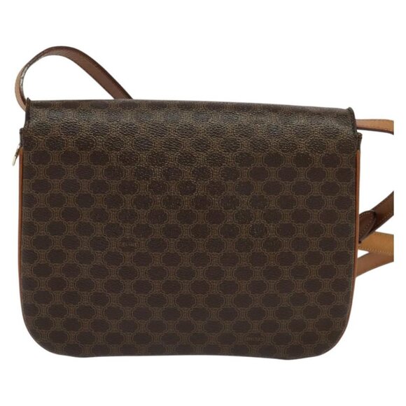 CELINE Macadam Canvas Shoulder Bag PVC Leather Brown Auth ki5395 - Picture 3 of 16